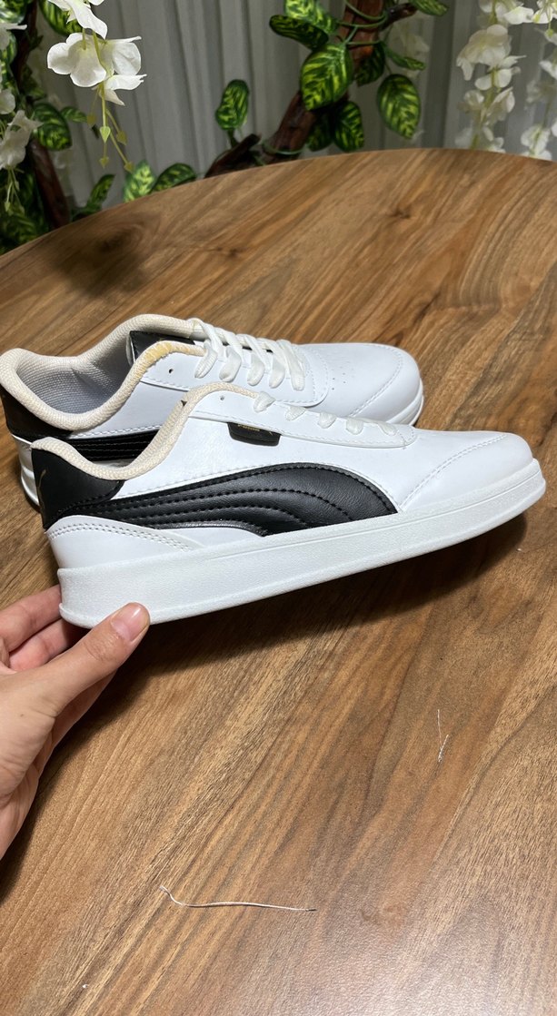 Beyaz Siyah Bağcıklı Spor Ayakkabı - Görsel 2