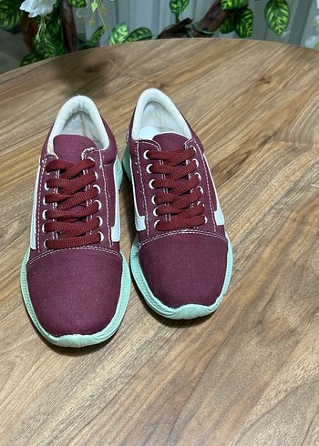 Bordo Kadın Spor Ayakkabı Dolgu Topuklu - Görsel 3