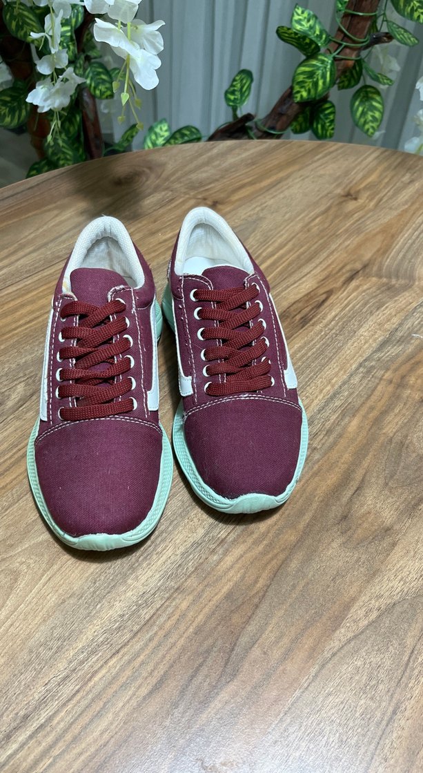 Bordo Kadın Spor Ayakkabı Dolgu Topuklu - Görsel 3