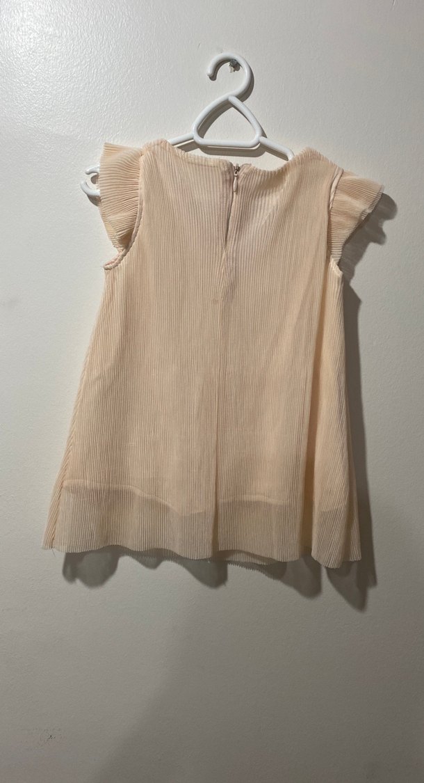 Kız Çocuk Pliseli Bej Bohem Elbise - Görsel 3