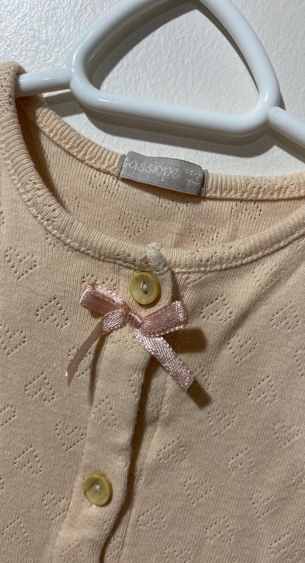 Düğmeli Bej Bebek Kız Tulum - Görsel 2