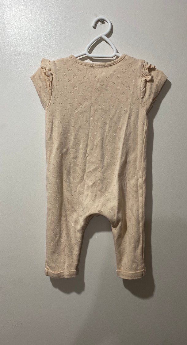 Düğmeli Bej Bebek Kız Tulum - Görsel 4