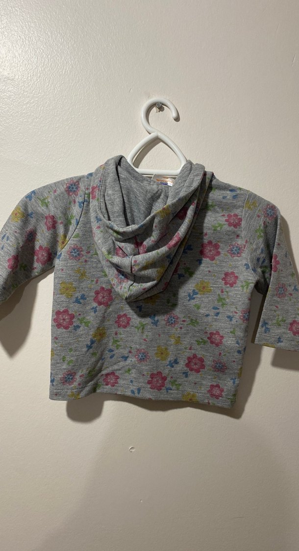 Kız Çocuk Gri Kapüşonlu Fermuarlı Hırka - Görsel 3