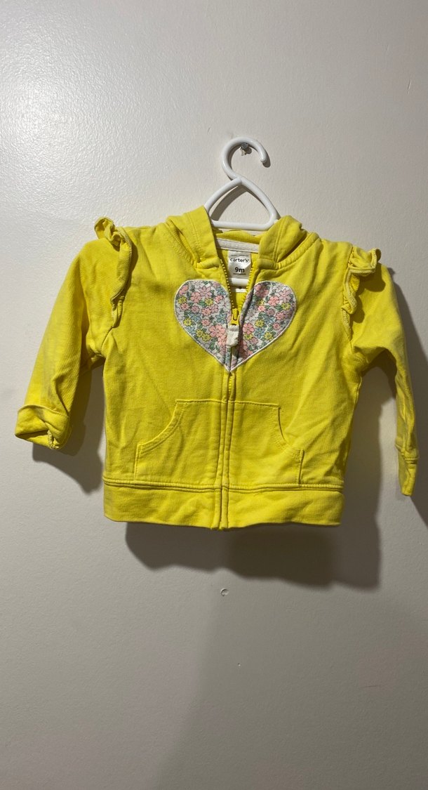 Kız Bebek Kapüşonlu Fermuarlı Sarı Hırka - Görsel 2