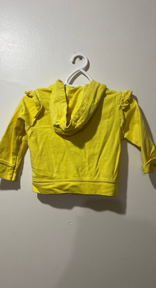 Kız Bebek Kapüşonlu Fermuarlı Sarı Hırka - Görsel 3