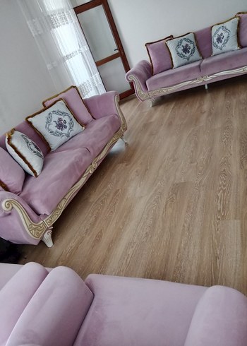 Pembe Pastel Kadife Koltuk Takımı