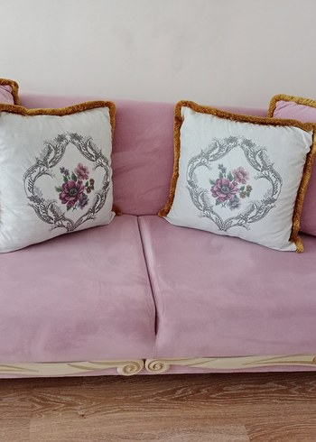 Diğer Pembe Pastel Kadife Koltuk Takımı