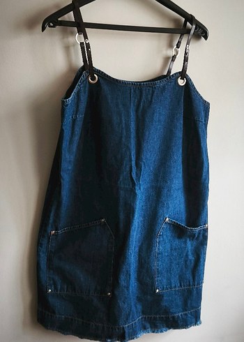 Düğmeli Kadın Denim Midi Tulum - Görsel 3