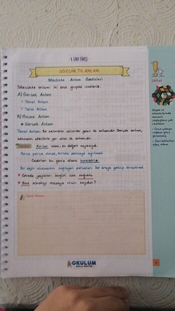 Beden Renk 8. Sınıf okulum akıllı defter el yazısıyla yazılmış içi boş asla