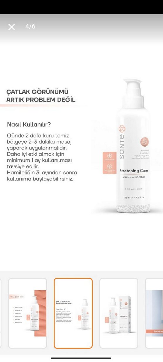 Sante Stretching Care Vücut Çatlak Kremi 125 ml - Görsel 2