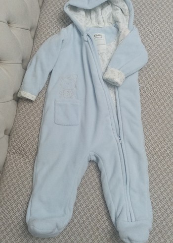 Mavi Kapüşonlu Fermuarlı Bebek Tulumu - Görsel 2