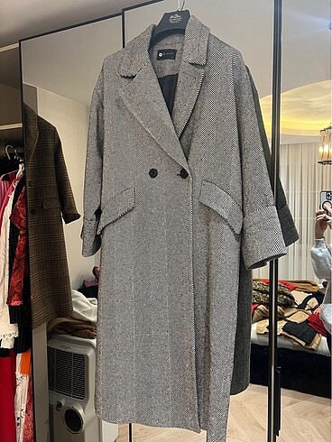 38 Beden gri Renk Oversize Uzun kaban