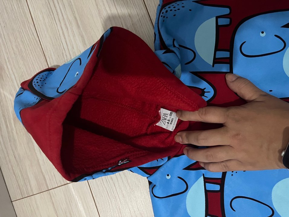 Bordo Kapüşonlu, Fil Baskılı Bebek Takımı - Görsel 3