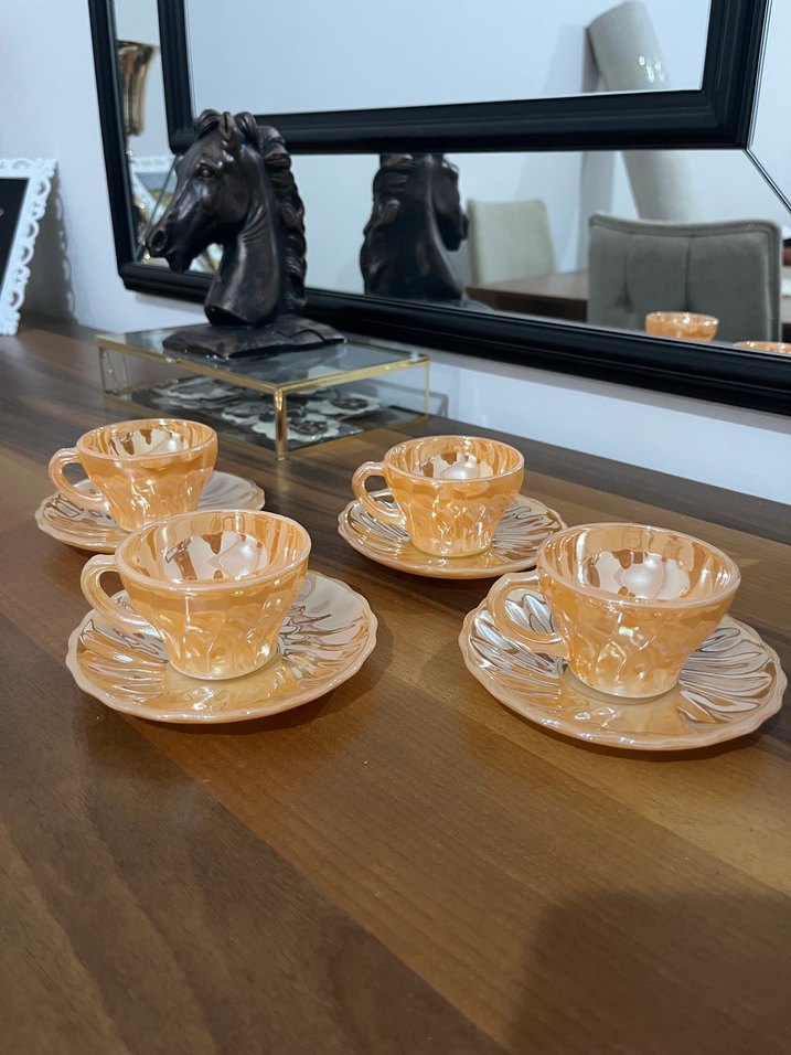 Pastel Bej 4'lü Kahve Fincan Seti - Görsel 2