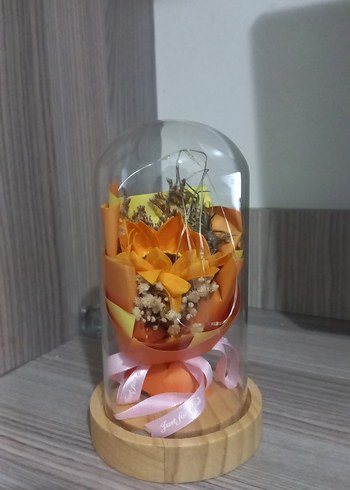 Beden Dekoratif Çiçek Seti ışıklı fanus çiçek ışıklı