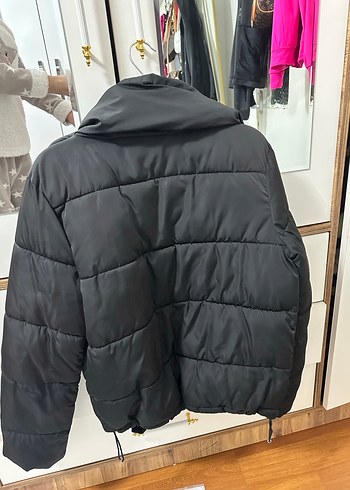 Düğmeli Siyah Kadın Kışlık Mont - Görsel 3