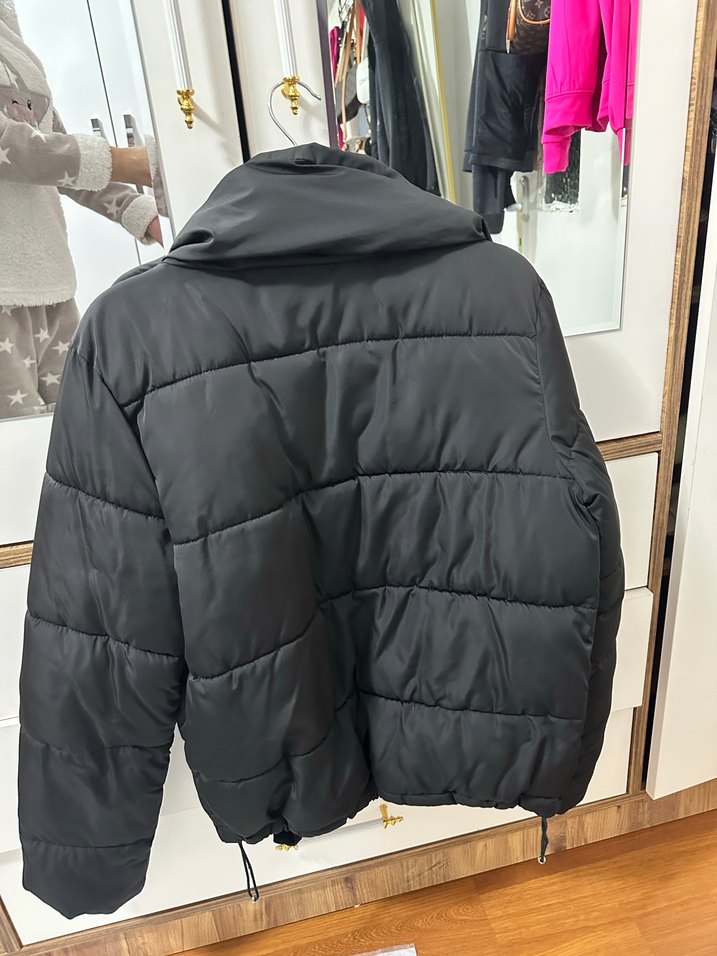 Düğmeli Siyah Kadın Kışlık Mont - Görsel 3