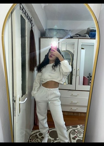 Beyaz Kadın Oversize Eşofman Takımı - Görsel 2