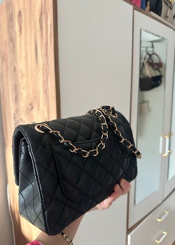 Zincir Detaylı Siyah Deri Kadın Çanta - Görsel 3