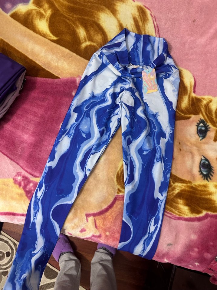 Mavi Batik Desenli Kadın Kumaş Pantolon - Görsel 2