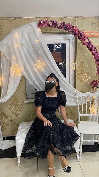 Siyah simli prenses model abiye