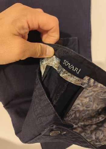 Erkek Lacivert Keten Pantolon - Görsel 3