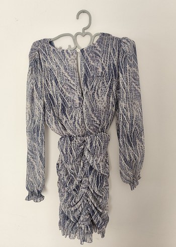 Uzun Kollu Şifon Kruvaze Elbise - Görsel 3