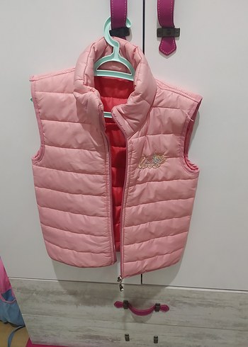 Kız Çocuk Pembe Fermuarlı Yelek