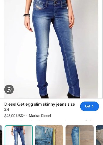 Diesel Getlegg Slim Skinny Mavi Jeans Kot Pantolon
