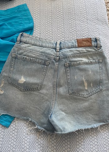 xs Beden mavi Renk Düğmeli Gri Mavi Kadın Denim Mini Şort