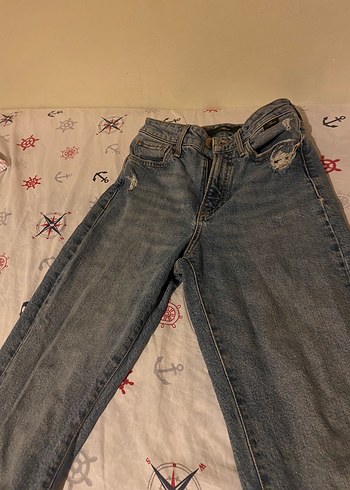 xs Beden Kadın Gri Kot Pantolon, Tokalı, Rahat Kesim