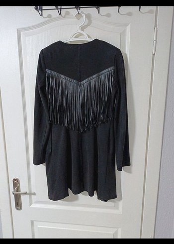 Siyah Süet Püsküllü Uzun Kadın Ceket - Görsel 2