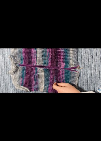 Çocuk Çok Renkli Örgü Kolsuz Hırka - Görsel 2