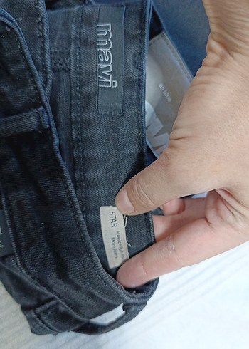 s Beden Mavi Siyah Mom Jeans