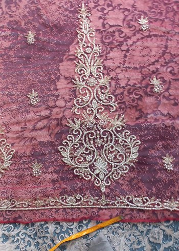 Burgundy İşlemeli Boncuklu kumaş - Görsel 11