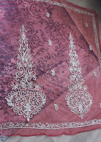 Burgundy İşlemeli Boncuklu kumaş - Görsel 8