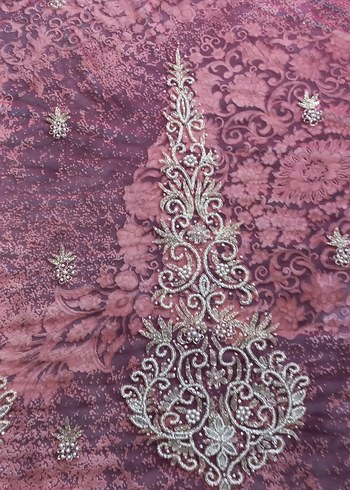 Burgundy İşlemeli Boncuklu kumaş - Görsel 17