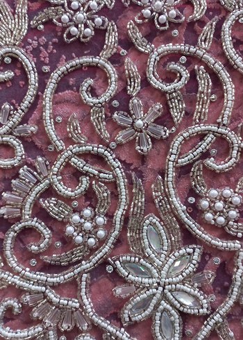 Burgundy İşlemeli Boncuklu kumaş - Görsel 20