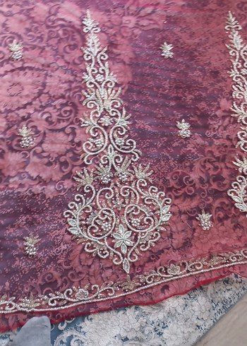 Burgundy İşlemeli Boncuklu kumaş - Görsel 18