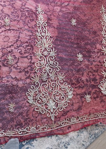 Burgundy İşlemeli Boncuklu kumaş - Görsel 19