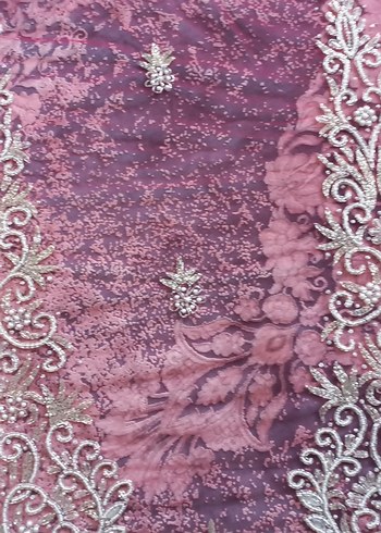 Burgundy İşlemeli Boncuklu kumaş - Görsel 13