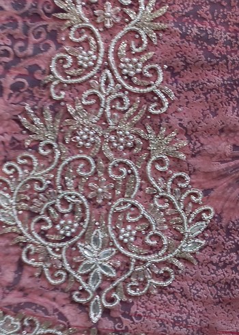 Burgundy İşlemeli Boncuklu kumaş - Görsel 15
