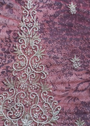 Burgundy İşlemeli Boncuklu kumaş - Görsel 14