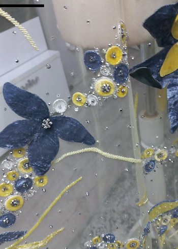 Sarı Nakışlı Bohem kumaş - Görsel 8