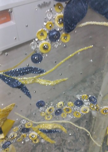 Sarı Nakışlı Bohem kumaş - Görsel 13