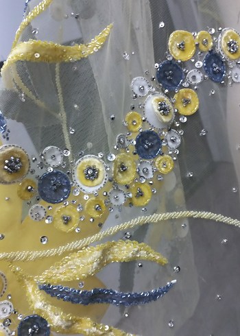 Sarı Nakışlı Bohem kumaş - Görsel 16