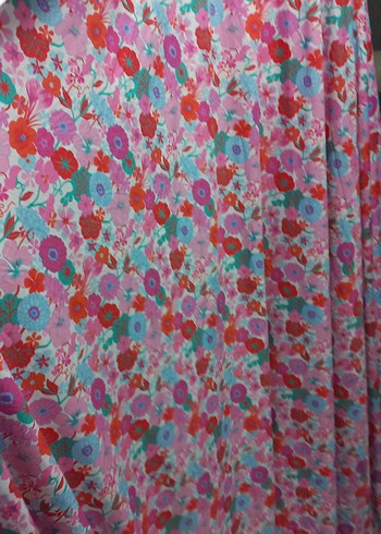 Renkli Bohem Çiçek Desenli Pembe kumaş - Görsel 8