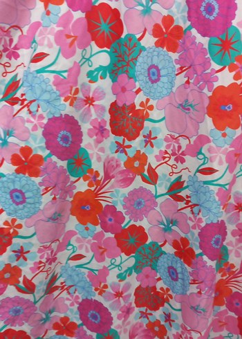 Renkli Bohem Çiçek Desenli Pembe kumaş - Görsel 3