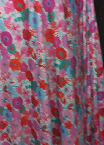 Renkli Bohem Çiçek Desenli Pembe kumaş - Görsel 5