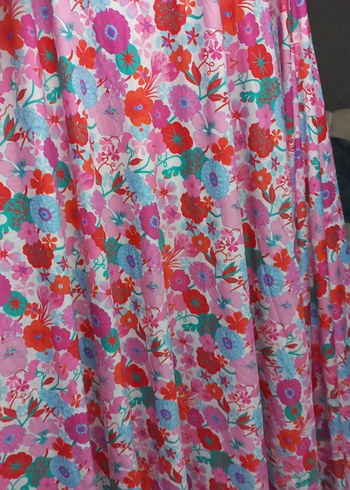 Renkli Bohem Çiçek Desenli Pembe kumaş - Görsel 11